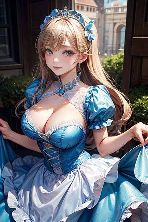 masterpiece:1.4,best-quality:1.4,8K,The most beautiful cinderella in the world,dress,super big breasts