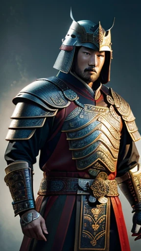 oriental、man in ancient chinese armor、Ancient Chinese man wearing a leather helmet、three kingdom、multiple warlords、highest quality、masterpiece、ultra high resolution、(realistic:1.4)、game poster、Clear and beautiful image quality、Handsome guy