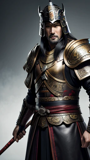 oriental、man in ancient chinese armor、Ancient Chinese man wearing a leather helmet、three kingdom、multiple warlords、highest quality、masterpiece、ultra high resolution、(realistic:1.4)、game poster、Clear and beautiful image quality、Handsome guy