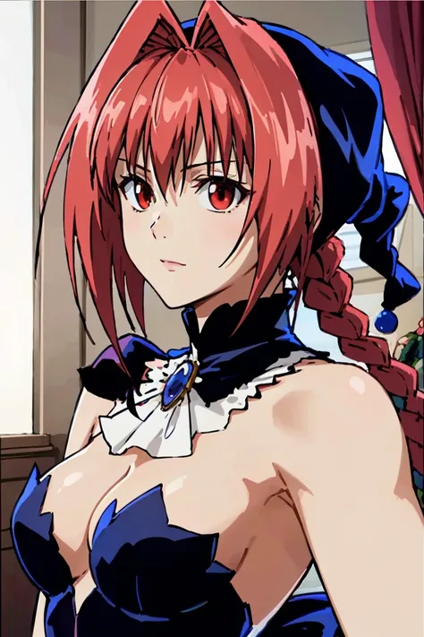 masterpiece, highest quality,High resolution,Dorothy, redhead,red eyes, have,dress,Braid, black dress,