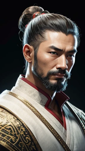 oriental、ancient chinese man wearing white clothes、ancient chinese hairstyle men、three kingdom、multiple warlords、highest quality、masterpiece、ultra high resolution、(realistic:1.4)、game poster、Clear and beautiful image quality、solo