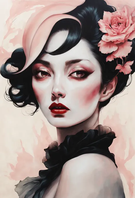 chiaroscuro technique on sensual illustration of an elegant woman, vintage loli, eerie, matte painting, by Hannah Dale, by Harumi Hironaka, extremely soft colors, vibrant, highly detailed, digital artwork, high contrast, dramatic, refined, tonal, facial ex...