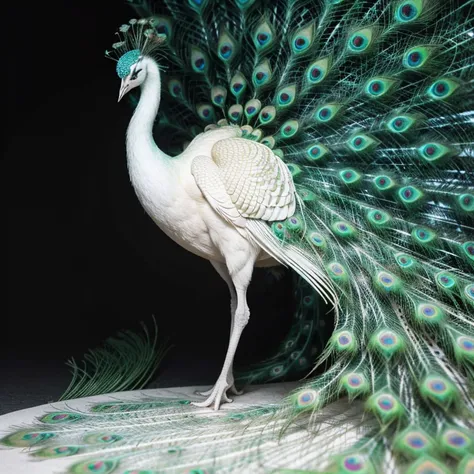 (((best quality, 4k, photo))), (albino peacock prince)