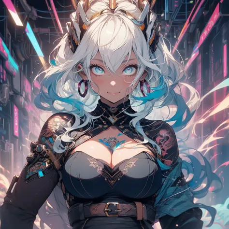 (((highest quality))),(((detailed eyes))),(((32k))),(1 girl),hair,(tattoo),(cyber punk),kimono,((Luxurious and gorgeous)),Shiny skin,earrings,flashy,((Super beautiful woman)),(perfect face),Japanese sword,ultimate texture,official art,Ukiyo-e,stylish,photo...