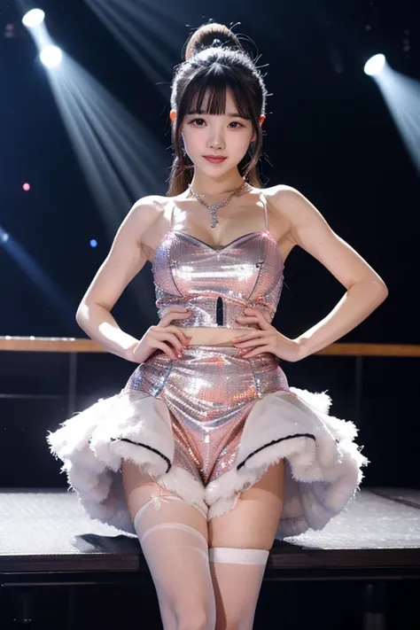 master piece、Ultra high resolution photo quality、cinematic camera work、Video of the entire stage、long shot、modern japanese strip theater、wide stage、wide seat、mature actress、Mayu Minami、long face、big droopy eyes、tear bag、thick eyebrows、flushed cheeks、famili...