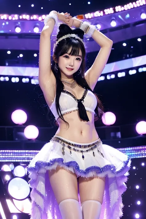 master piece、Ultra high resolution photo quality、cinematic camera work、Video of the entire stage、long shot、modern japanese strip theater、wide stage、wide seat、mature actress、Mayu Minami、long face、big droopy eyes、tear bag、thick eyebrows、flushed cheeks、famili...