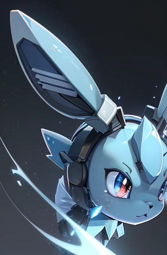 ((a Glaceon pokemon)), (ice and frezon attributes), ((frontal face)), (facial close-up), ((round eyes)), fantasy creature, technological gadget, small and cute, (bright and clear eye), Cute little animals Furry, anime, contemporary art, anime style, master...