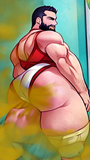 Fisiologista do jeito anime, cueca jockstrap cueca apertada mostrando bumbum thick butt beared hairy guy showing butt