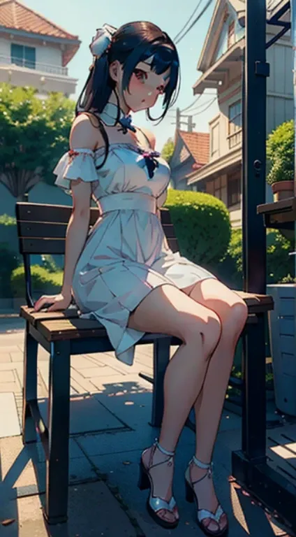 anime girl sitting on a bench with a candle and a white dress, beautiful alluring anime woman, seductive anime girl, extremely detailed artgerm, anime goddess, ig model | artgerm, guweiz, trending on cgstation, anime character; full body art, ! dream artge...