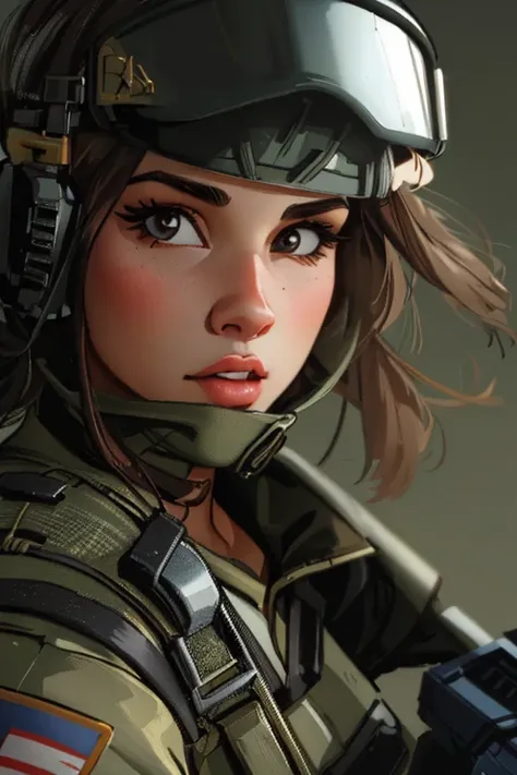 um close de uma mulher em uniforme militar segurando um rifle, beautiful female soldado, garota de infantaria, soldado girl, garota militar, portrait of soldado girl, mechanized soldado girl, fechar o retrato, arte militar, retrato em close, soldado, fecha...