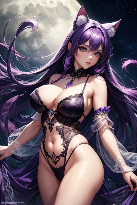 (best quality,8K,highres,masterpiece:1.2),ultra-detailed,realistic,portrait,purple-haired,
sexy catgirl with hot and sensual vibes,looking at viewer,seducing pose,endless mesmerizing eyes,long eyelashes,vivid colors,bright lighting,mystic atmosphere,soft a...