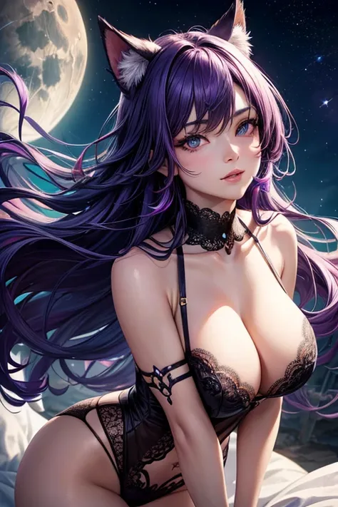 (best quality,8K,highres,masterpiece:1.2),ultra-detailed,realistic,portrait,purple-haired,
sexy catgirl with hot and sensual vibes,looking at viewer,seducing pose,endless mesmerizing eyes,long eyelashes,vivid colors,bright lighting,mystic atmosphere,soft a...