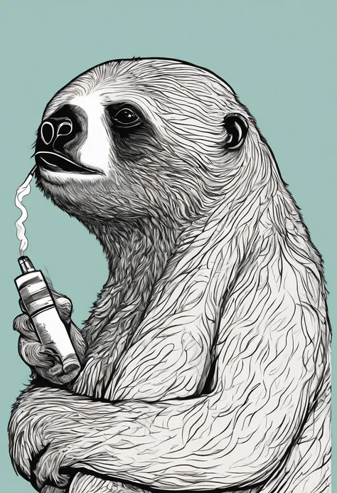 colorful、Sloth with a cigarette in its mouth