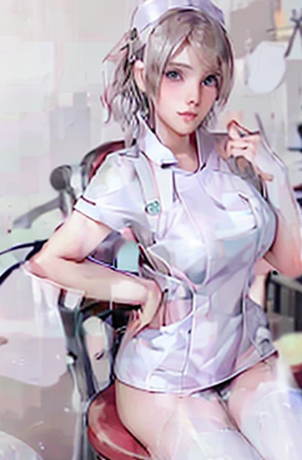 nurse uniform,hospital, latex nurse suit,nurses,busty,elbow gloves,labcoat,darkhair woman,blue eyes , gigantic boobs ,medical instruments,asian nurse,two nurses,speculum,examination room,oversize boobs, ,big ass ,strap on, lay on table ,legs spreaded,givin...