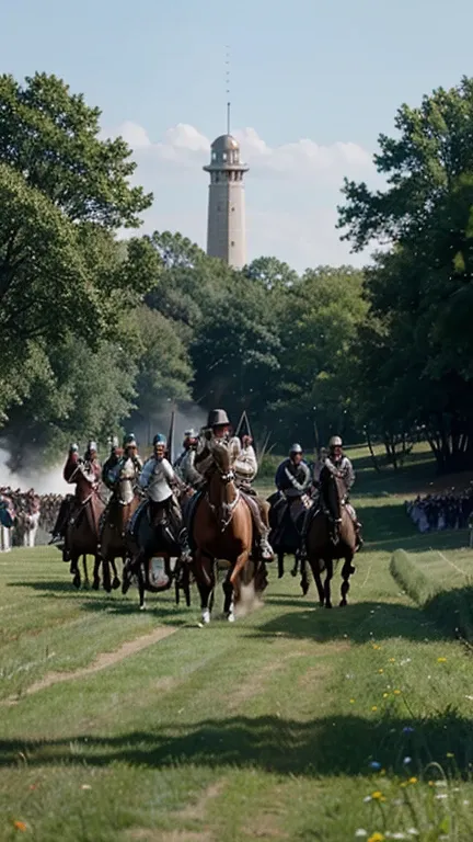 A reenactment or depiction of the Battle of Lexington and Concord.