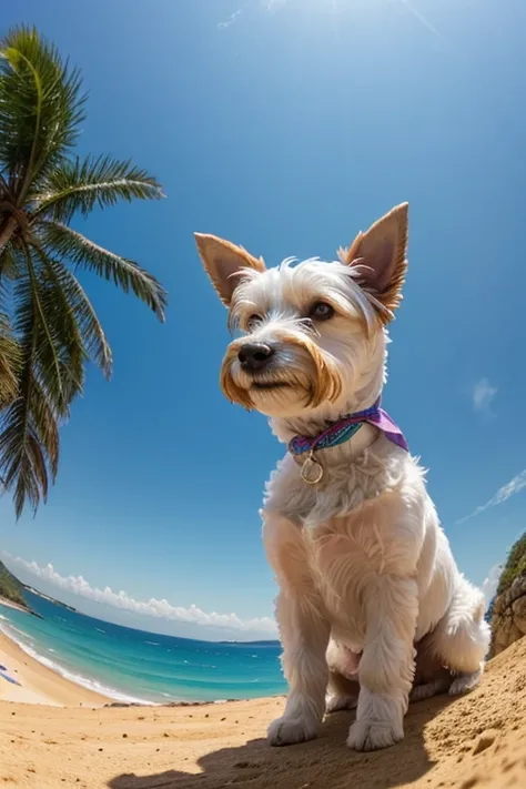 Boca aberta, breed dog, yorkshíre Terrier, Maltese, fofos posando para uma foto usando roupas fofas, luxurious hat, ties, bandanas, vestido, Cores fofas, children&#39;s clothing colors for dogs. low angle view, eye level shot (virilha),Just huge morbid thi...