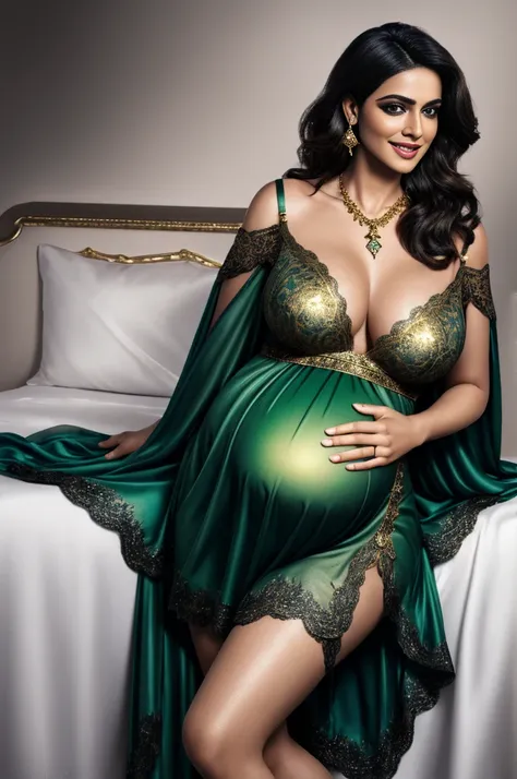 (Photorealistic), masterpiece, best quality, photorealistic, 8k raw photo, a A  high res render of a desi pregnant woman of 30s sexy, busty, perfect hip sexy busty thighs , covering breasts with hands, looking at the viewer , side profile, sexy and  highly...