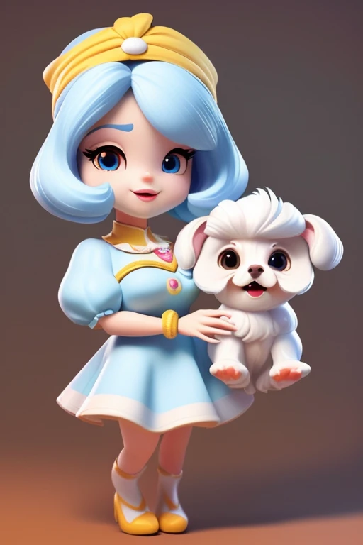  3DCHARACTER, (((Breed only Maltese Dogs))) de pelo muito longo  e cor de pelo albino, brincando com seus Brinquedos em um lindo quarto fofo,  Dog with an expression of happiness when he sees his owner, Cachorro com boca aberta, breed dog ,  German dwarf s...