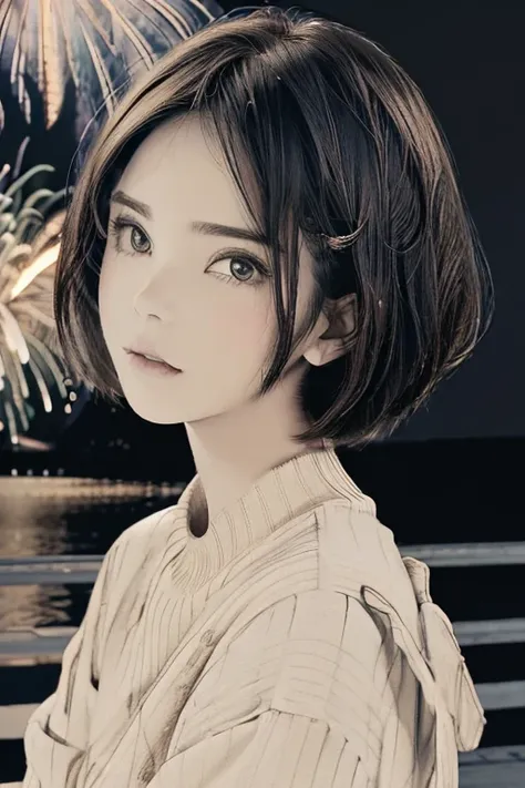 (masterpiece:1.3), (8k, lifelike, original photo, best quality: 1.4), (1 girl), (1 boy),pretty face, (realistic face), (black hair, short hair:1.3), beautiful hairstyle, realistic eyes, Beautiful and delicate eyes, (lifelike皮肤), beautiful skin, (sweater), ...