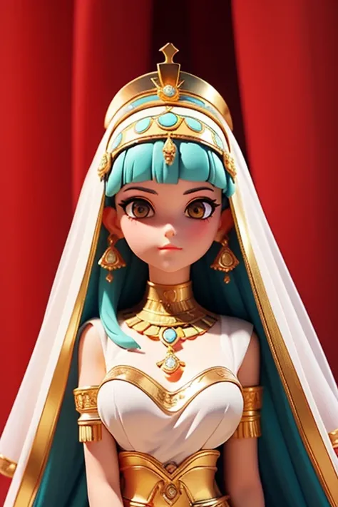 Cleopatra, reina de egipto, princesa, realeza, vestido blanco corto, Jeweler&#39;s, esculturas egipcias.