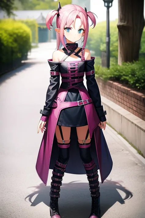 pink haired，gothic，Beth，neck ring，leg loops，small boots，