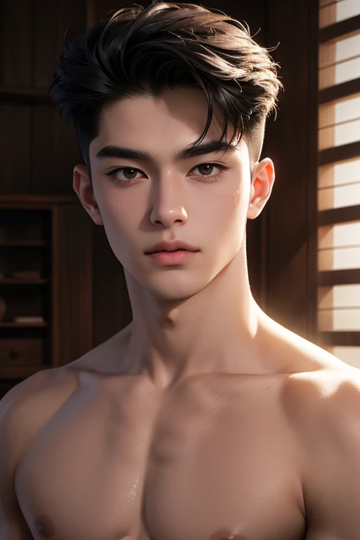 ((High quality)), ((masterpiece)), ((highly detailed)), perfect face, realistic, ((2 man)), ((Asian)), full body, young, 20 years old, black hair, comma hair cut style, ((handsome)), detailed eyes, beautiful detailed nose, realistic body, realistic light, ...