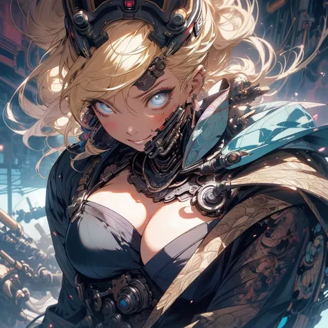 (((highest quality))),(((detailed eyes))),(((32k))),(1 girl),blonde,(tattoo),(cyber punk),kimono,((Luxurious and gorgeous)),Shiny skin,earrings,flashy,((Super beautiful woman)),(perfect face),Japanese sword,ultimate texture,official art,Ukiyo-e,stylish,pho...