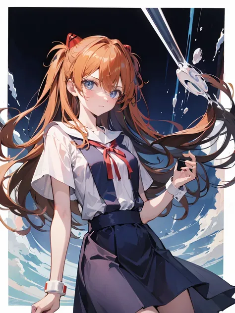 disposalで監禁拘束されているasuka langley soryu，blue eyes，hair between eyes，headware，interface headset，orange hair，赤いribbon、ribbon、school uniform、skirt、slip dress、slip dress、Tokyo No. 3 Middle School Uniforms，Handcuffed and restrained，disposal，disposalでレイプされている