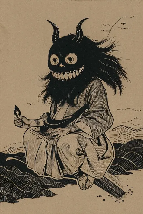 (((jumpscare))), Outline warm color, ((festival)), ((Chojugiga)), ((Shihon Bokuga)), antique, (anthropomorphism), (Sumi-e), Monochrome art, (Old paper style illustration), (hunting paintingural style, Little monster, old performance, variational pointillis...