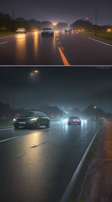 "(best quality, ultra-detailed, realistic:1.37), dark rainy night, pouring rain, protagonist driving, getting lost, vast highway, completely realistic, high-resolution, well-crafted, detailed"

Notice：The above provided is just a sample prompt，You can gene...