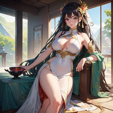 
(8k, RAW photo, best quality, masterpiece: 1.2), (realistic, photo-realistic: 1.4), (highly detailed 8k unity CG wallpaper), 1 solo girl, photo pose, transparent long dunhuang dress, very big full breasts, dunhuang_style, tempting, dunhuang_background kit...