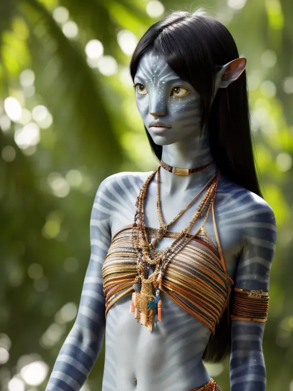 avtr:0.9, avatar style, from the waist up body photo:1.6, 1girl:1, female, (asian, japanese), gray skin color:1.0, (gray skin to...