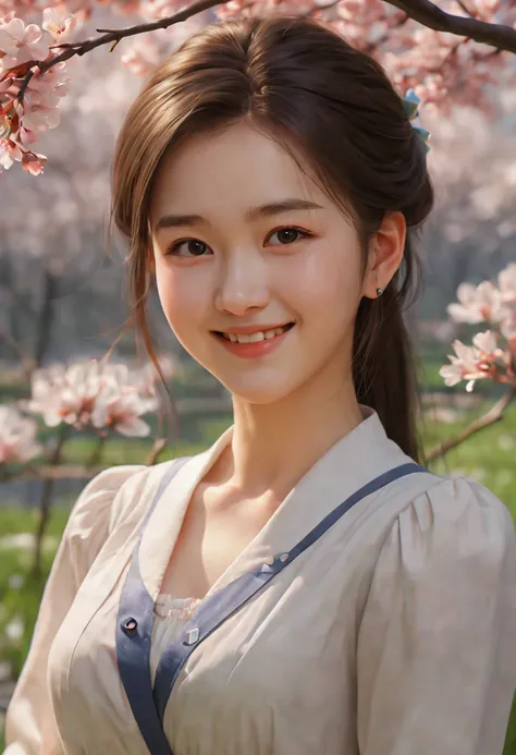 lady, 22yo, smile, spring, (best quality, masterpiece, Representative work, official art, Professional, 8k)