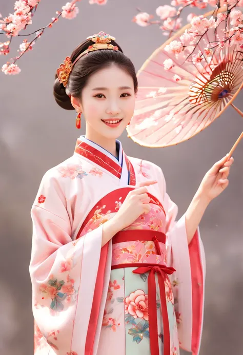 smile lady, 22yo, spring, chinese clothes, (best quality, masterpiece, Representative work, official art, Professional, 8k)