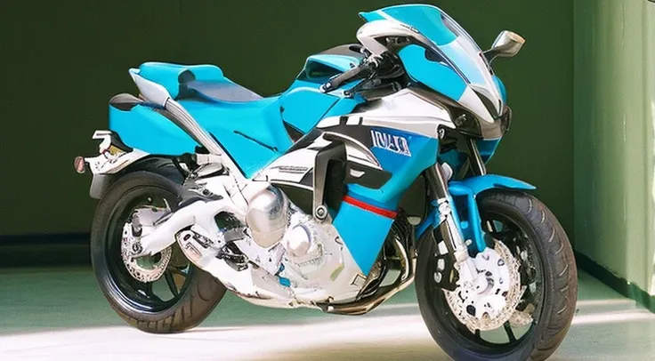 full cowl model、Sport type bikes、The color is blue、Put the letters R9 in big letters on the side of the bike.