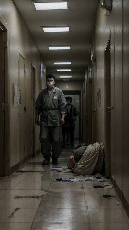 (Quality tags: masterpiece, high resolution, photo-realistic:1.3), a poignant image capturing the ailing condition of hospitals in Gaza, (overwhelmed medical staff and exhausted patients:1.2), a visual narrative of desperation, (dimly lit hallways and stra...