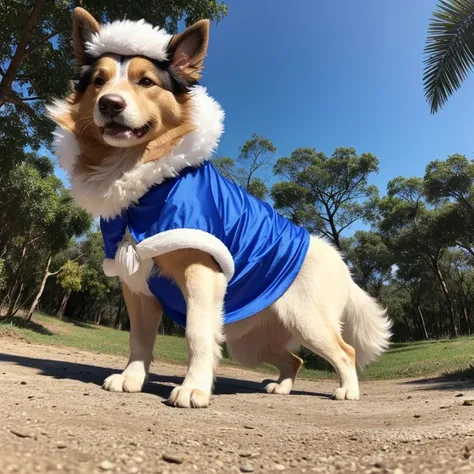 Collie dog with abnormal size hair, pelugem tamanho Gigantescos, pelagem muito longo  e cor dos pelos albino, veste casaco, veste jaqueta de couro preta brilhoso, usando roupas da moda, usando vestido fofo de princesa ou vestido fofo de noiva, brincando co...