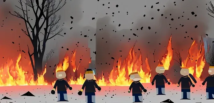 Burn All Character of South Park Run out Chicago on Fire got sad