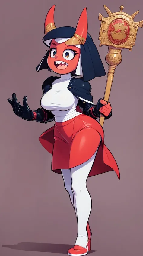 nun, demon girl, walking, , warpriesstes, silver hair, short hair, sacred gauntlets, long ski, cute smile, pure smile, love smile,,veillong skirt, pantyhose, staff holding, armor, gloves, standing, full body,sharpteeth,standing, full body, happy, joyfull
