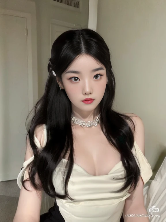 um close up de uma mulher usando um vestido branco e um estrangulamento, linda mulher coreana jovem, cruel korean goth girl, Ulzzang, Mulher sul-coreana bonita, mulher coreana jovem bonita, menina coreana, branco hime corte penteado, maquiagem sul-coreana ...