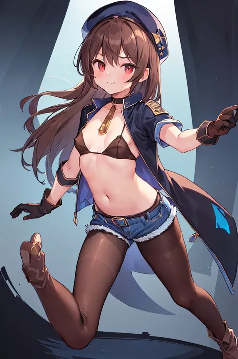 highest quality, extremely detailed, muste piece, 
(1 baby girl(full body figure):1.4), (small curvaceous loli(10 talents):1.3), (front facing pose), [belly fat:1.4], [muscular:1.4], (smirk1.1), (show teeth), 
(brown pantyhose(pantyhose up to navel):1.6), ...