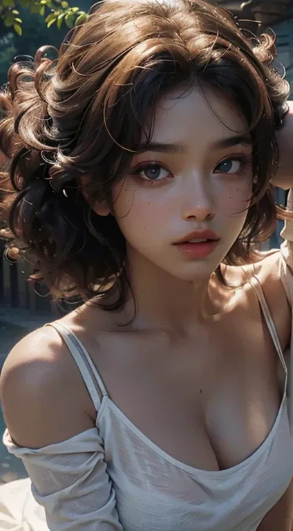 Best quality, masterpiece, ultra high resolution, (photorealistic: 1.4), sexy photo,, indian girl , 1girl curly blonde hair, sexy mouth,big tits, open outfit with neckline, off shoulder, cinematic lighting,(Best quality, 8k, 32k, masterpiece, UHD: 1.2), ph...