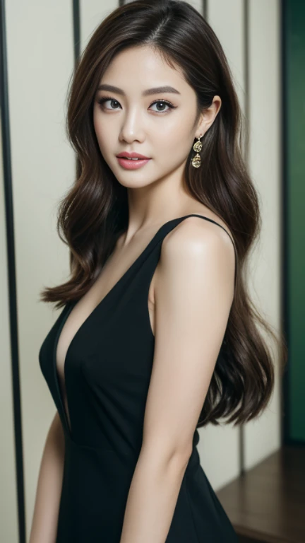 ((Angelina Sole)),((highest quality, 8K, masterpiece : 1.3)), sharp focus : 1.2, beautiful woman with perfect figure : 1.4, slim abs : 1.2, ((dark brown hair)), (Natural light, green : 1.1), Highly detailed face and skin texture, fine eyes, double eyelid、(...