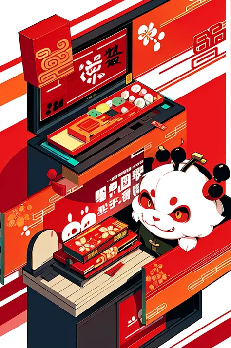 (cute chinese dragon，live2D，2D，cute chinese dragon，New Year concept，Chinese electronic cyberpunk style)There is candy in the middle