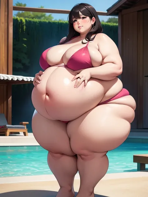 Fattest pregnant woman in the world, biggest belly ever, humongous weight gain, heavy, huge, gigantic, enormous, obese, unable to move, immobile, too fat to stand up, bikini