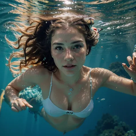 "Create a stunning and realistic image of a white woman diving in the vibrant waters of the Caribbean with SeeArt AI. Capture the essence of underwater beauty, sunlit waves, and the adventurous spirit. Let SeeArts advanced AI bring your vision to life with...