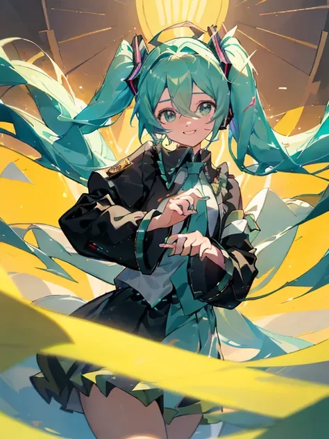 ((obra maestra))
(mejor_calidad)(1 chica)
 frente a_espectador,lejos
(borroso_Fondo) (Profundidad_de_campo)
juego_room,desordenado_room,Otaku_room,(pantalla)
(Hatsune Miku) (dos colas)
(medio_senos)
Luz_Sonrisa,azul_ojos:1.4 brazos arriba, inclinado hacia ...