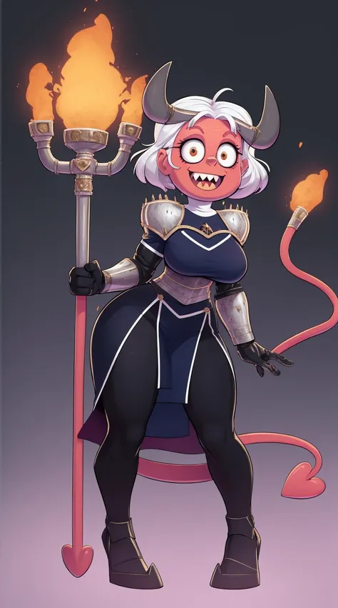 nun, demon girl, walking, , warpriesstes, silver hair, short hair, sacred gauntlets, long ski, cute smile, pure smile, love smile,,veillong skirt, pantyhose, staff holding, armor, gloves, standing, full body,sharpteeth,standing, full body, happy, joyfull
