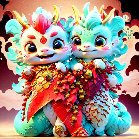 chinese dragon，facial expression，animation，chinese dragonfacial expression可以展现多种情绪，like joy、serious、surprise、angry, etc，make it ...