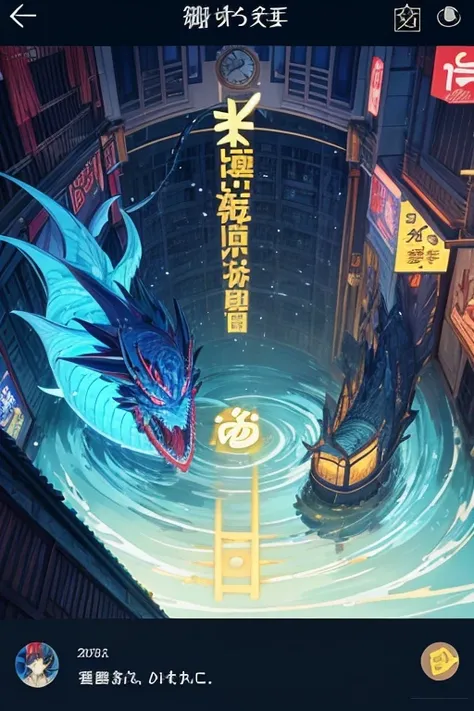 There is a clock on the wall of the building，There are blue and yellow designs, Screenshot of the 2012 animation, screenshot from the anime film, TV animation stills, 九郎anime screenshot, detailed. japanese cartoon. tentacle, anime screenshot, dragon in bac...